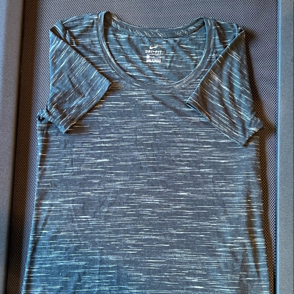 Nike Dri fit t shirt, dark green with speckles, size medium.